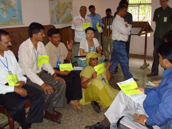 Figure 1: Participants in an ecosan course in India perform a role play. While the “activist learner” can get a lot out of such exercises, “reflectors” prefer different learning environment (source: Ecosan Services Foundation). 